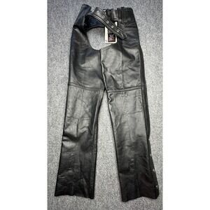 Silver Bike Leather Chaps Mens Small Black Motorcycle Riding Biker Pants 700K